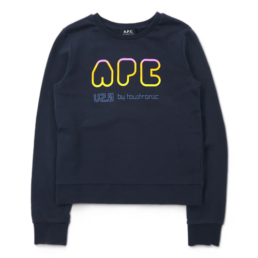 日本然リトテ-古着オンライン-A.P.C. プリント スウェット XS ネイビー コットン V2.0 by touitronic-A.P.C. Print Sweatshirt XS Navy Cotton V2.0 by touitronic