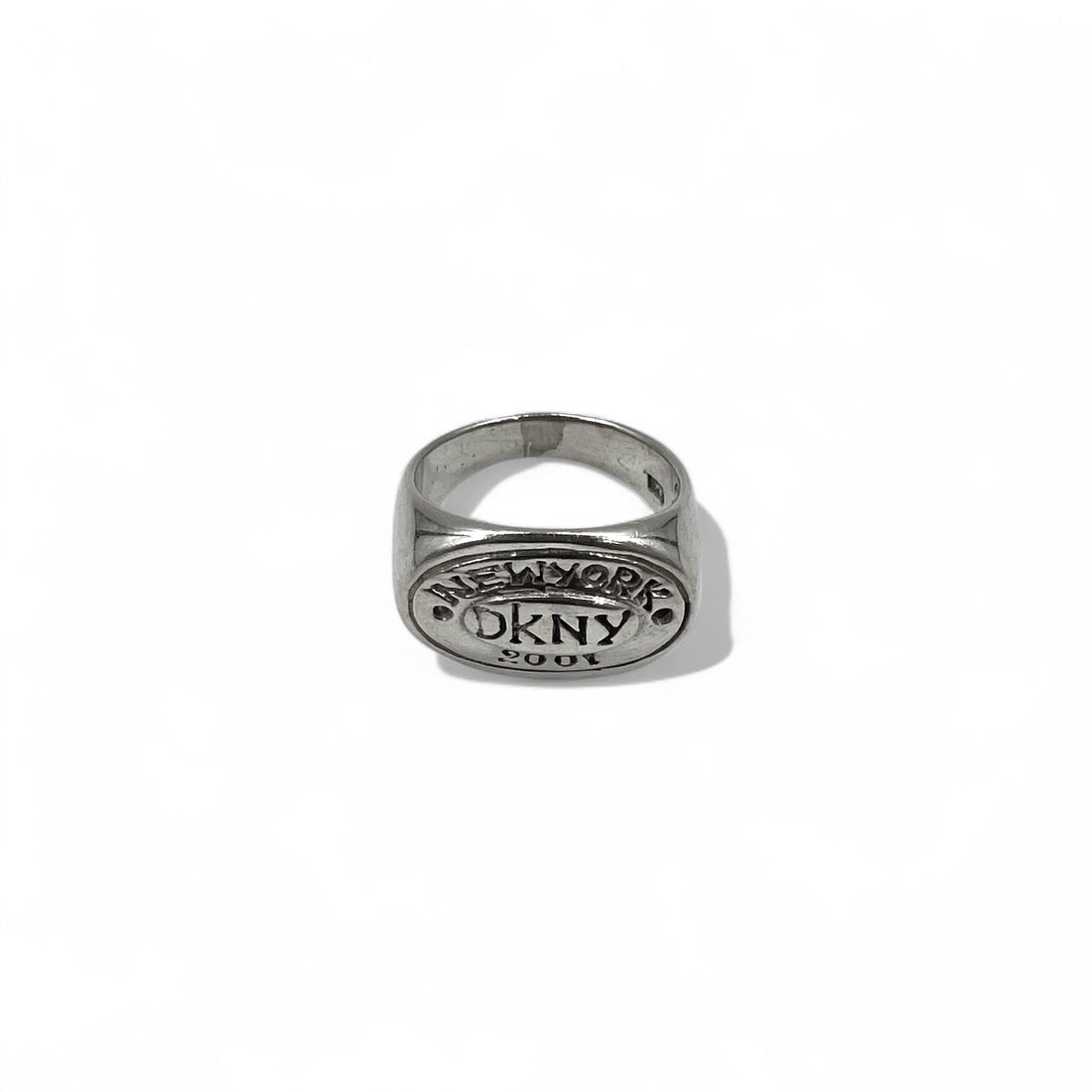 DKNY 00s Signet Ring, Size 15, Silver 925, New York, 2001