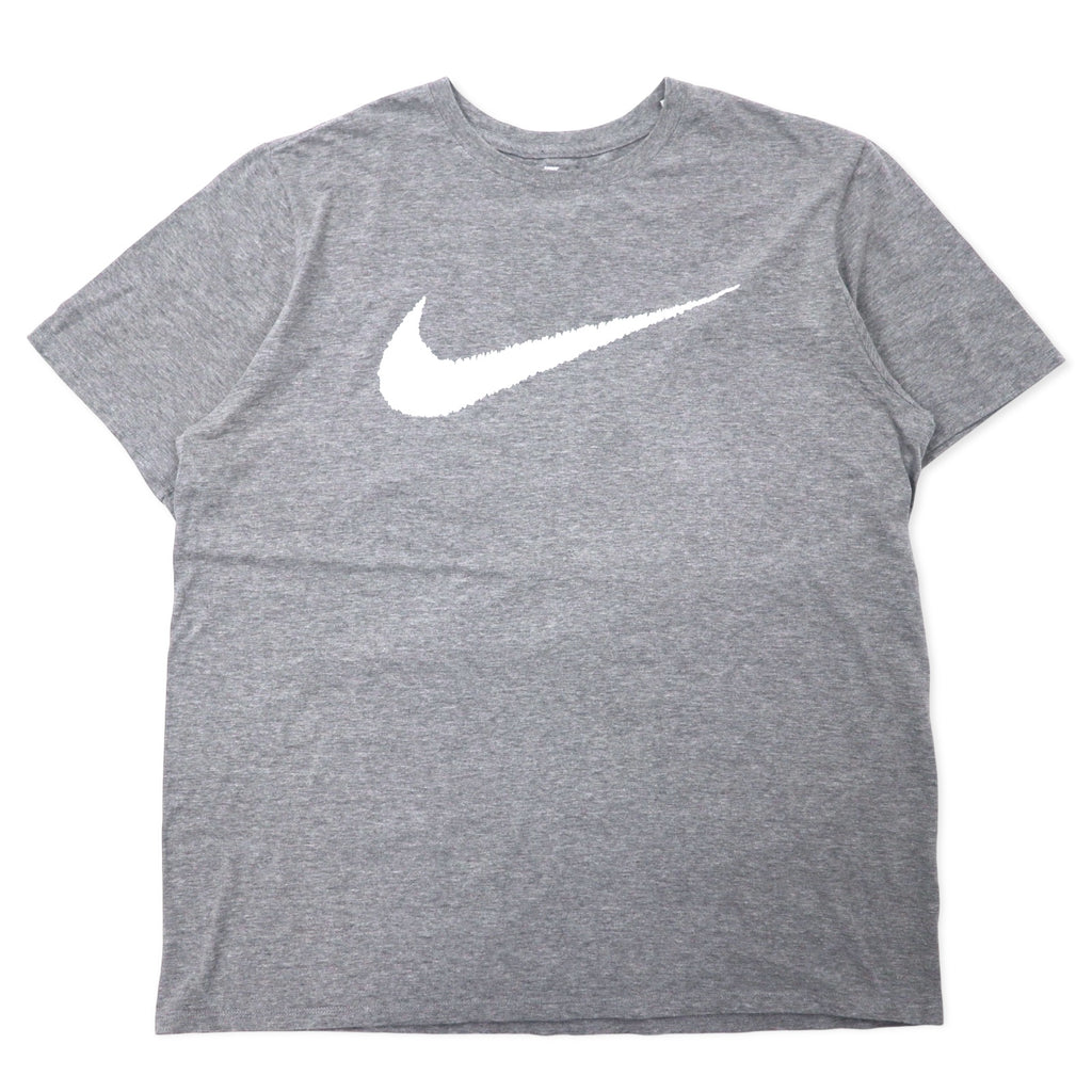 日本然リトテ-古着オンライン-NIKE スウォッシュロゴ プリント Tシャツ XXL グレー コットン ATHLETIC CUT ビッグサイズ エルサルバドル製-NIKE Swoosh Logo Print T-Shirt XXL Gray Cotton ATHLETIC CUT Big Size El Salvador Made