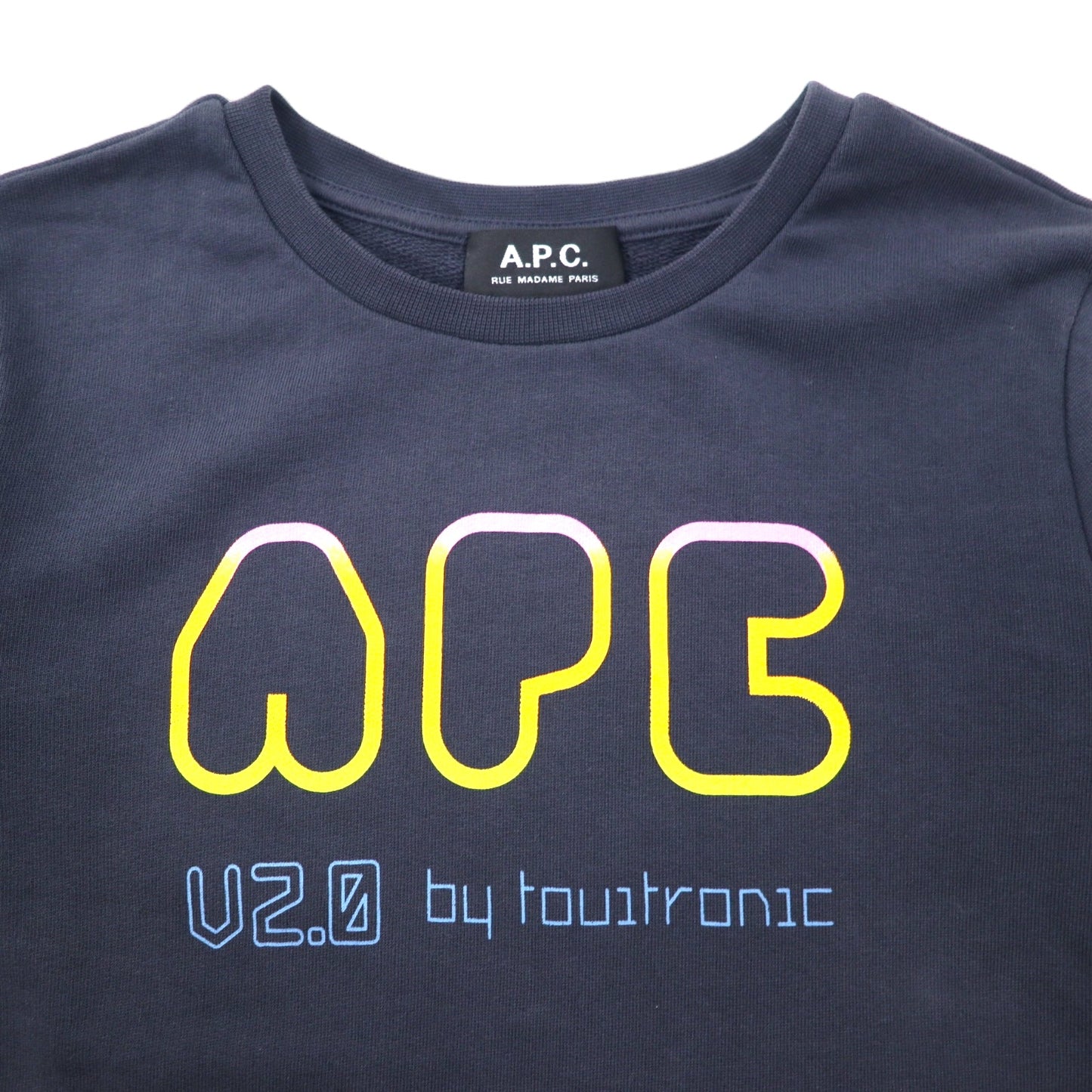 A.P.C. プリント スウェット XS ネイビー コットン V2.0 by touitronic