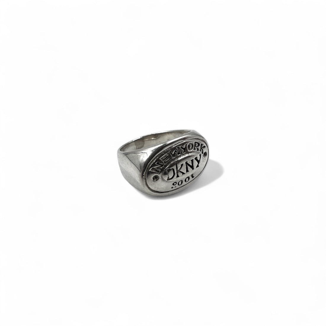DKNY 00s Signet Ring, Size 15, Silver 925, New York, 2001