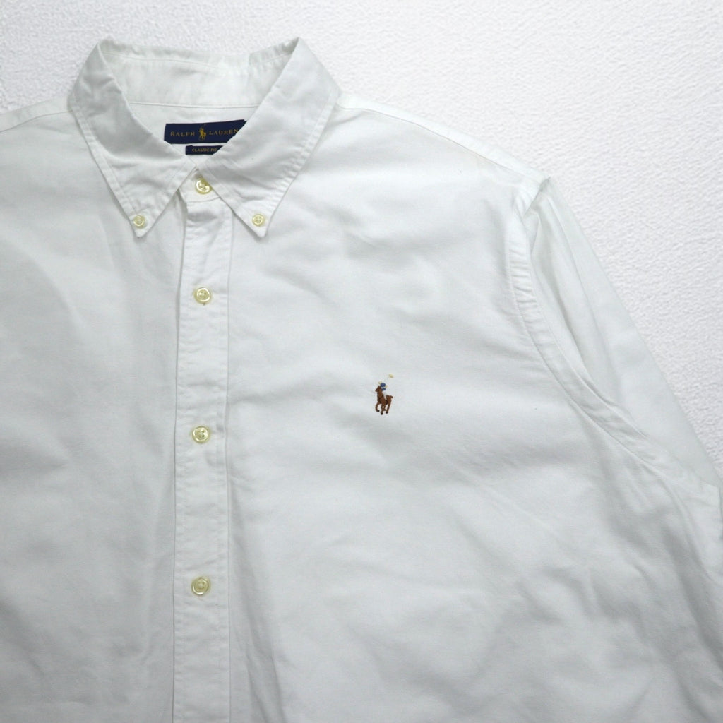 RALPH LAUREN Oxford Button-Down Shirt, 2XL, White, Classic Fit, Small Pony Embroidery