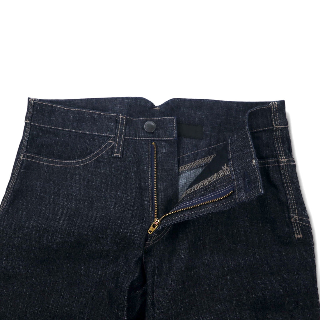 MARITHE FRANCOIS GIRBAUD 3D cut denim pants S Blue Dark navy Cotton Stretch Zipper fly Made in Japan