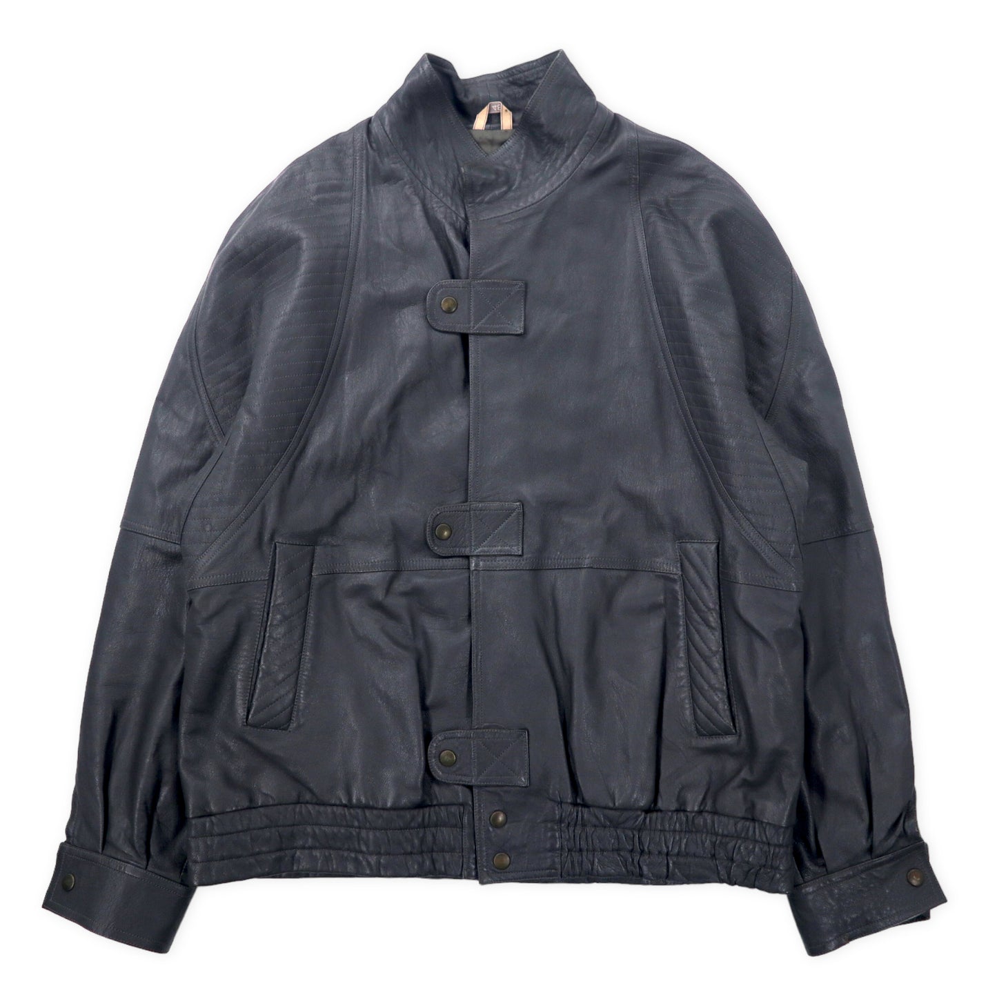 Euro Vintage Leather Jacket ユーロヴィンテージ レザージャケット 48 グレー VERA PELLE スナップボタン everest