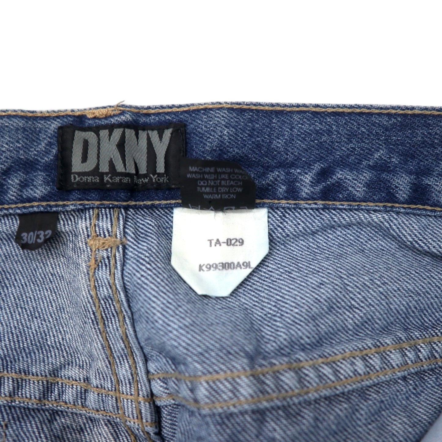 DKNY ( Donna Karan New York ) USA製 90年代 デニムパンツ 30 ブルー コットン ジッパーフライ レザーパッチ 未使用品