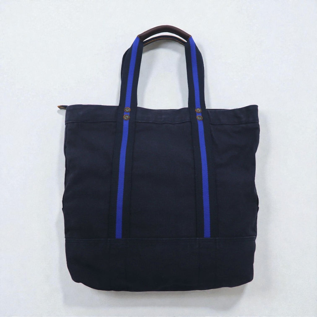 Polo Ralph Lauren ヴィンテージ加工 ビッグポニー キャンバス トートバッグ ネイビー 刺繍 ジップ