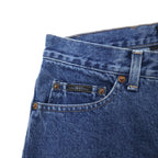 DKNY ( Donna Karan New York ) USA製 90年代 デニムパンツ 30 ブルー コットン ジッパーフライ レザーパッチ 未使用品