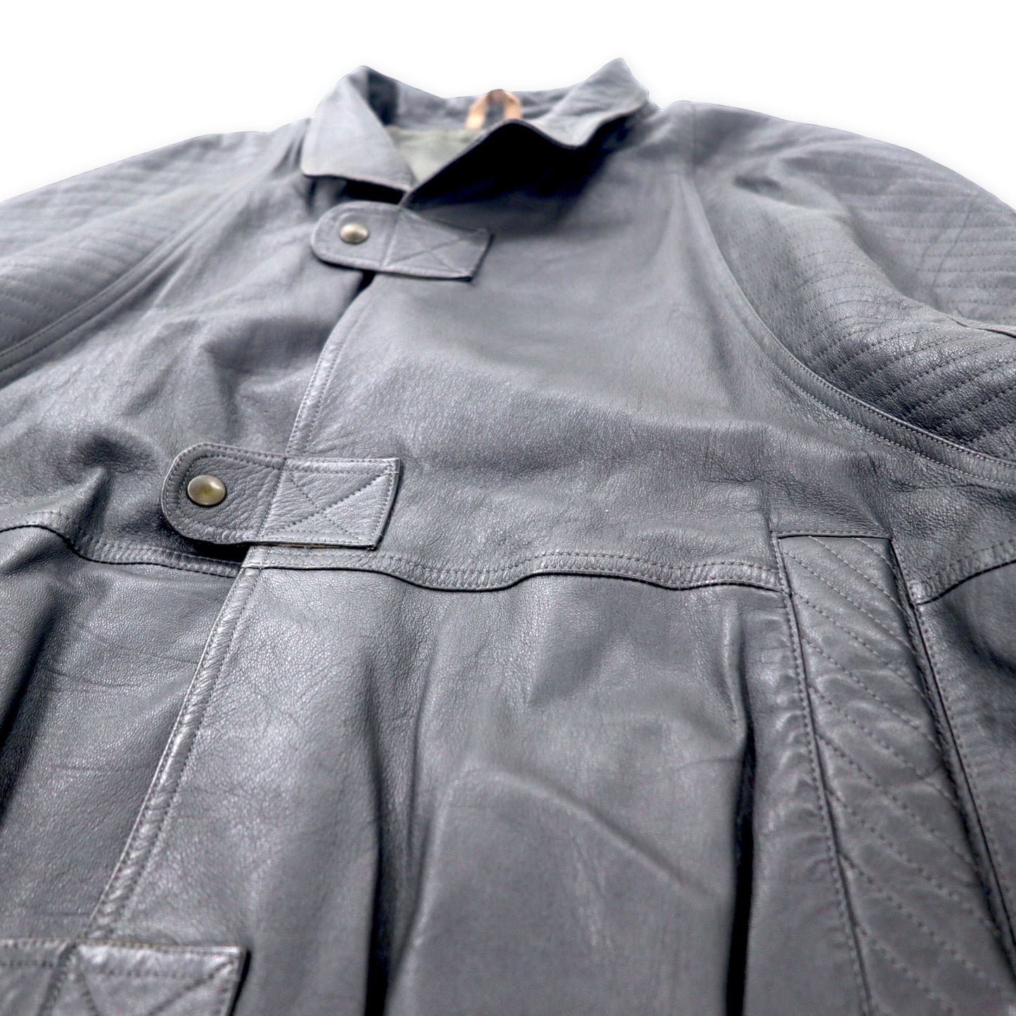 Euro Vintage Leather Jacket ユーロヴィンテージ レザージャケット 48 グレー VERA PELLE スナップボタン everest