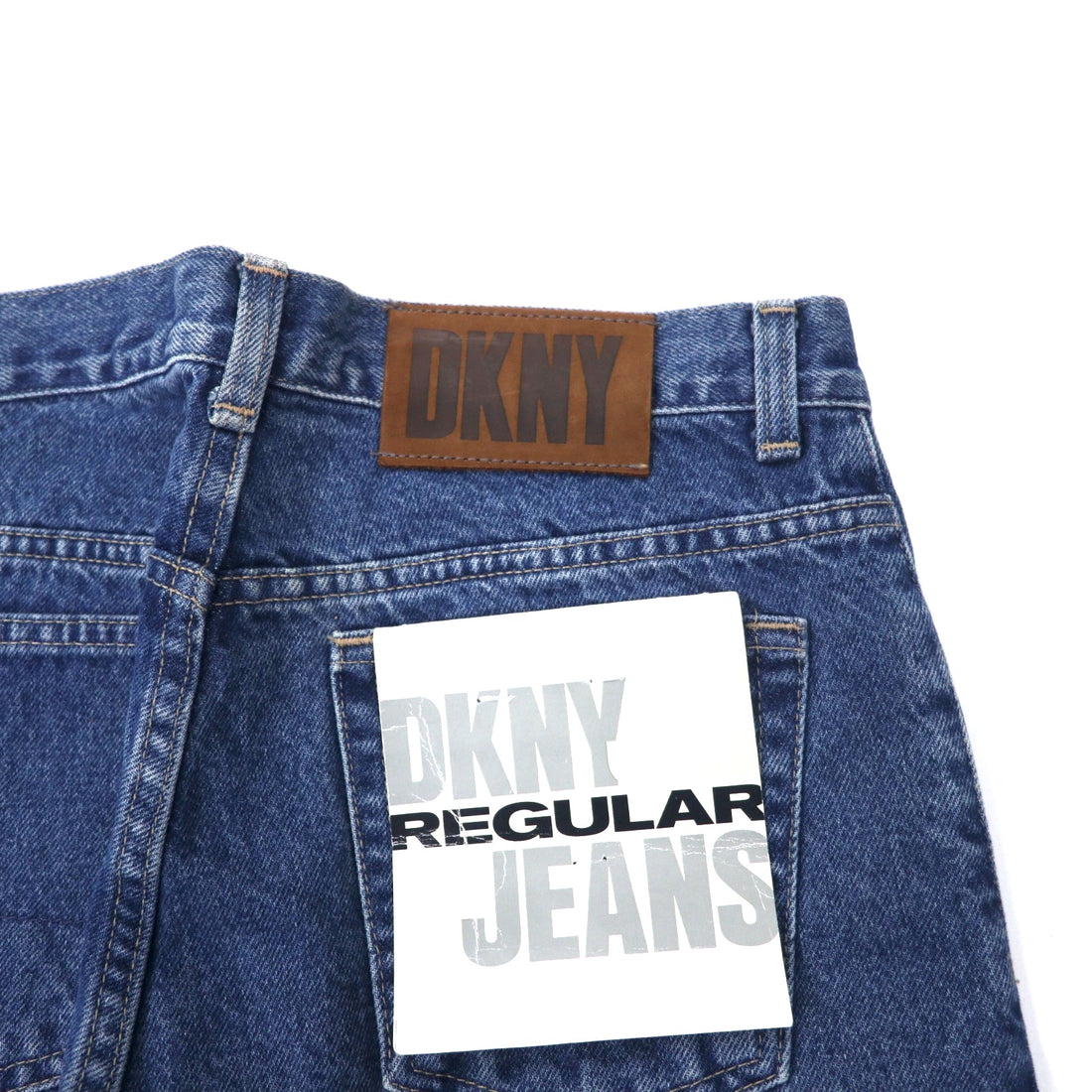DKNY (Donna Karan New York) USA made 90s denim pants size 30 blue cotton zipper fly leather patch unused