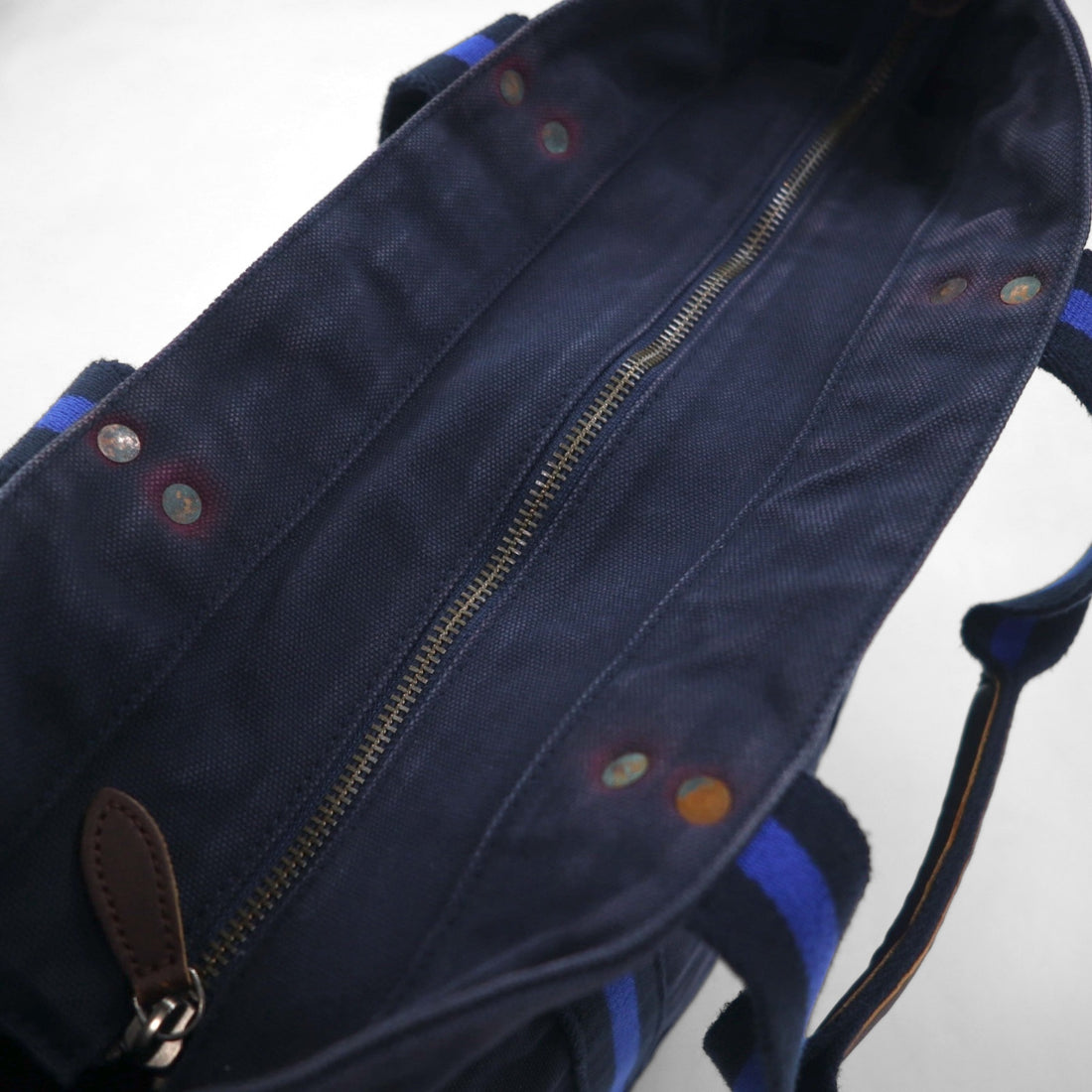 Polo Ralph Lauren Vintage Big Pony Canvas Tote Bag Navy Embroidery Zip