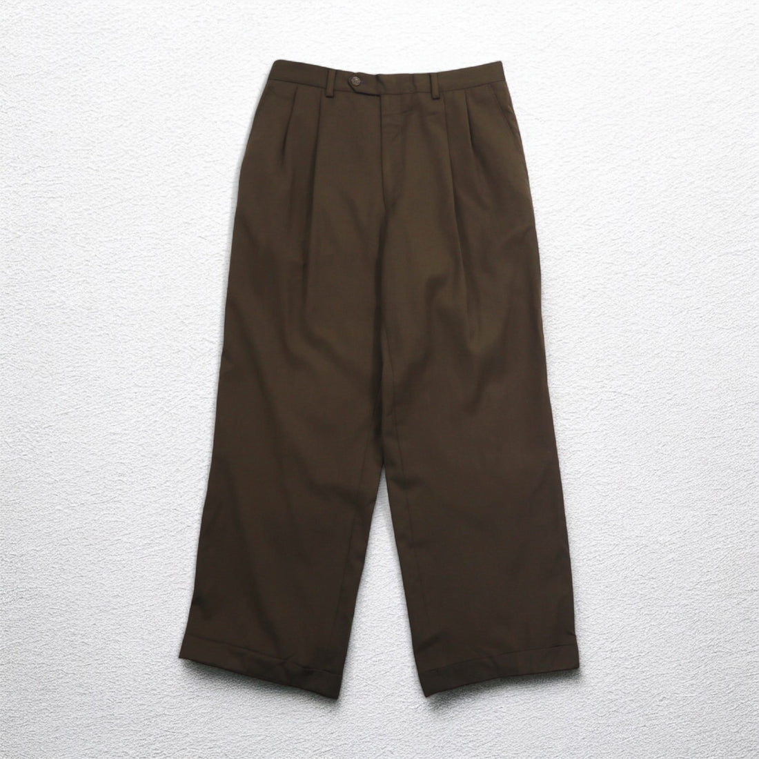 LAUREN RALPH LAUREN 90s 120's &amp; CASHMERE 2-pleat wide slacks, M, brown, wool