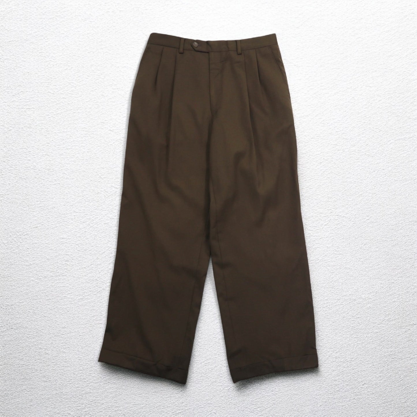 LAUREN RALPH LAUREN 90年代 120's & CASHMERE カシミヤ 2タック ワイド スラックスパンツ M ブラウン ウール