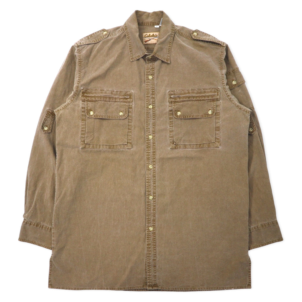日本然リトテ-古着オンライン-Cabela's 90年代 フィールドシャツ L カーキ コットン エポレット ミリタリー-Cabela's 90's Field Shirt L Khaki Cotton Epaulette Military