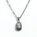 Vintage White Turquoise Pendant Necklace, Indian Jewelry, White Turquoise, Hopi Chain Necklace Pendant, Silver 925, G Stamp