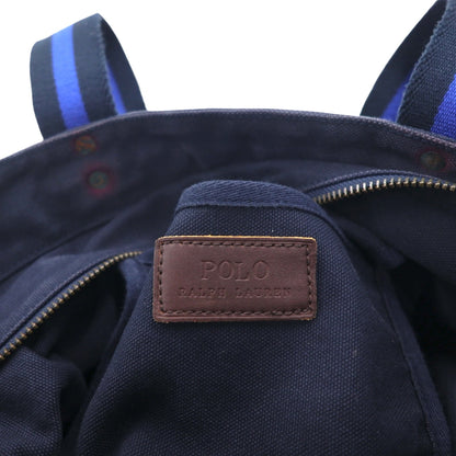 Polo Ralph Lauren ヴィンテージ加工 ビッグポニー キャンバス トートバッグ ネイビー 刺繍 ジップ