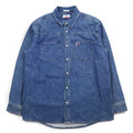 TOMMY JEANS Back Print Denim Shirt L Indigo Blue Snap Buttons RELAXED FIT DM0DM06735