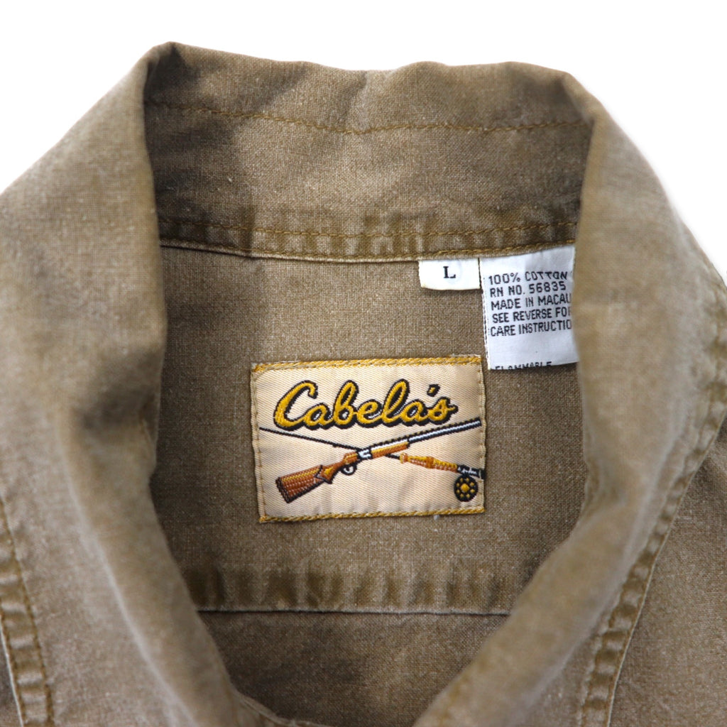 Cabela's 90s Field Shirt, Large, Khaki, Cotton, Epaulettes, Military