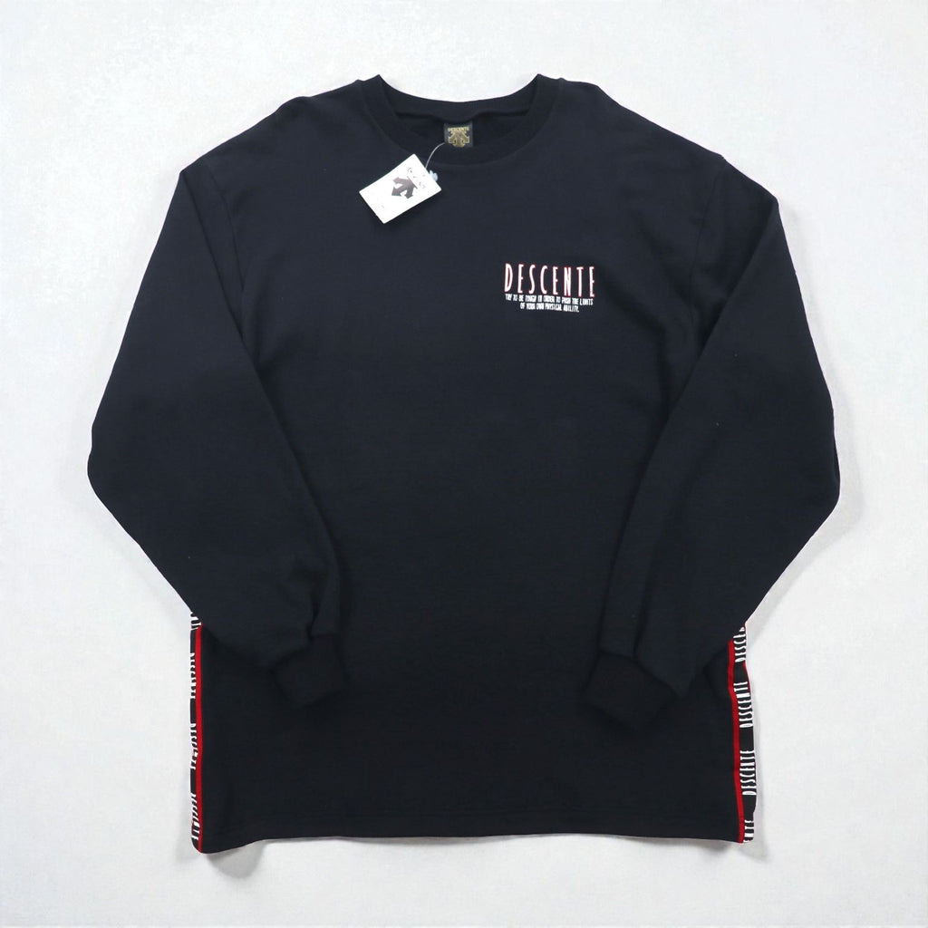 DESCENTE 90年代 日本製 テープロゴ デザイン スウェット トレーナー L ブラック 未使用品