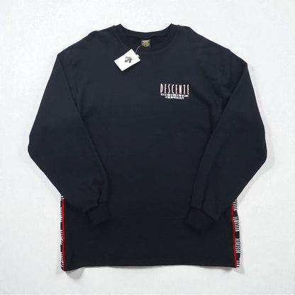 DESCENTE 90年代 日本製 テープロゴ デザイン スウェット トレーナー L ブラック 未使用品