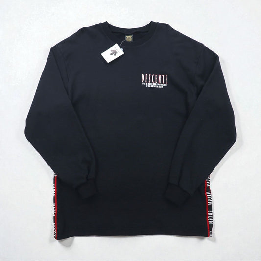 DESCENTE 90年代 日本製 テープロゴ デザイン スウェット トレーナー L ブラック 未使用品