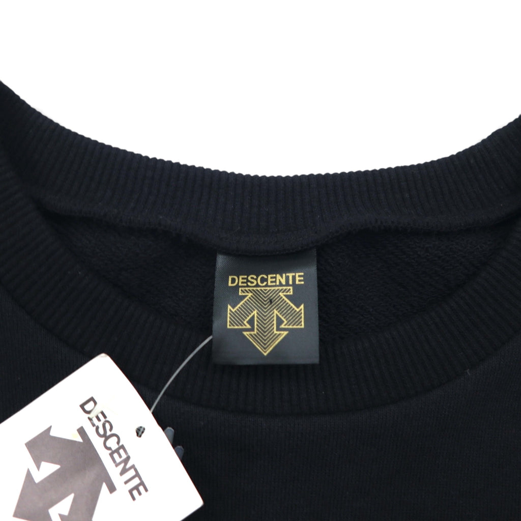 DESCENTE 90年代 日本製 テープロゴ デザイン スウェット トレーナー L ブラック 未使用品