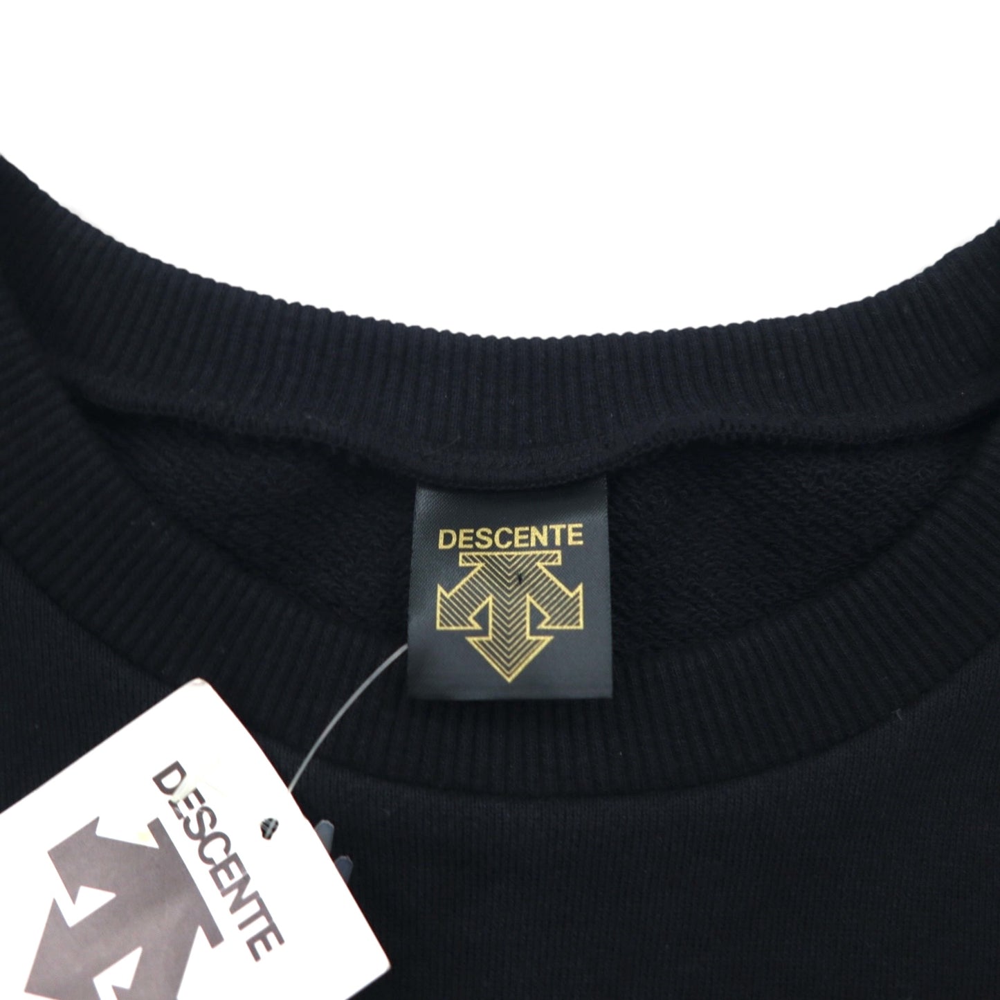 DESCENTE 90年代 日本製 テープロゴ デザイン スウェット トレーナー L ブラック 未使用品