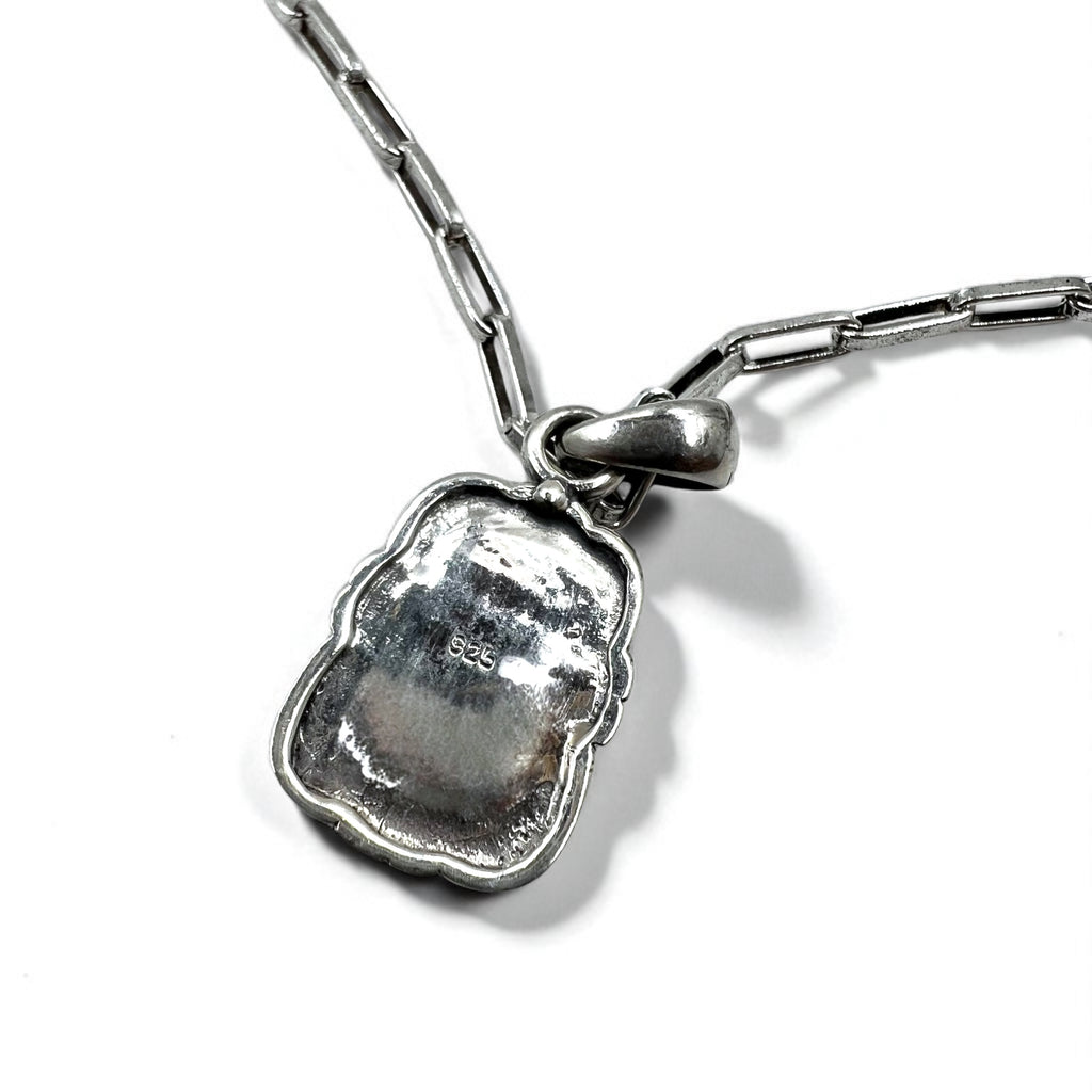 Vintage White Turquoise Pendant Necklace, Indian Jewelry, White Turquoise, Hopi Chain Necklace Pendant, Silver 925, G Stamp