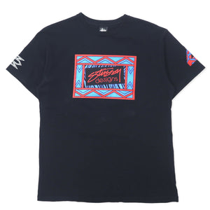 stussy N4 シャネルロゴ プリント Tシャツ L ブラック コットン