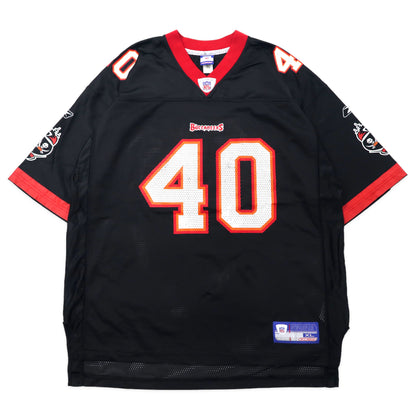 日本然リトテ-古着オンライン-Reebok NFL ビッグサイズ ゲームシャツ XL ブラック ナイロン メッシュ BUCCANEERS ナンバリング-Reebok NFL Big Size Game Shirt XL Black Nylon Mesh BUCCANEERS numbering