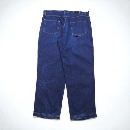 FUBU 2000s Wide Baggy Denim Jeans, XL, Indigo and Blue, Zipper Fly