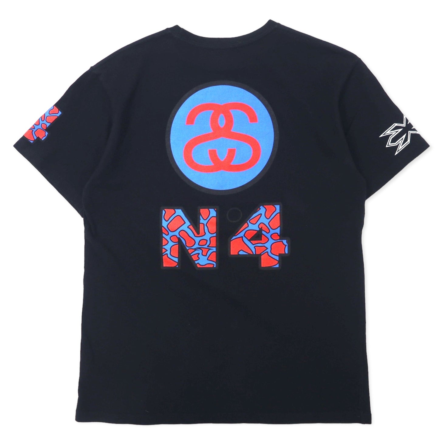 stussy N4 シャネルロゴ プリント Tシャツ L ブラック コットン