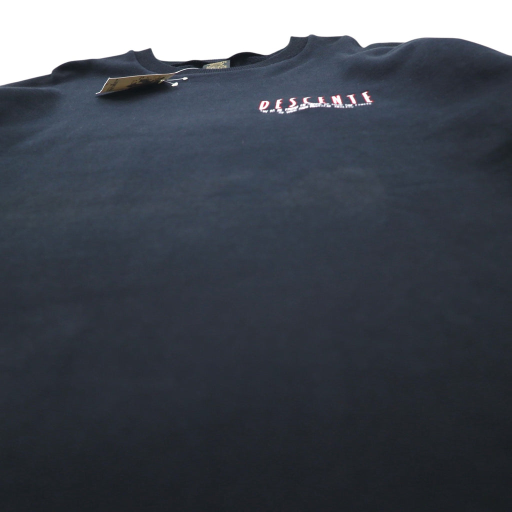 DESCENTE 90年代 日本製 テープロゴ デザイン スウェット トレーナー L ブラック 未使用品