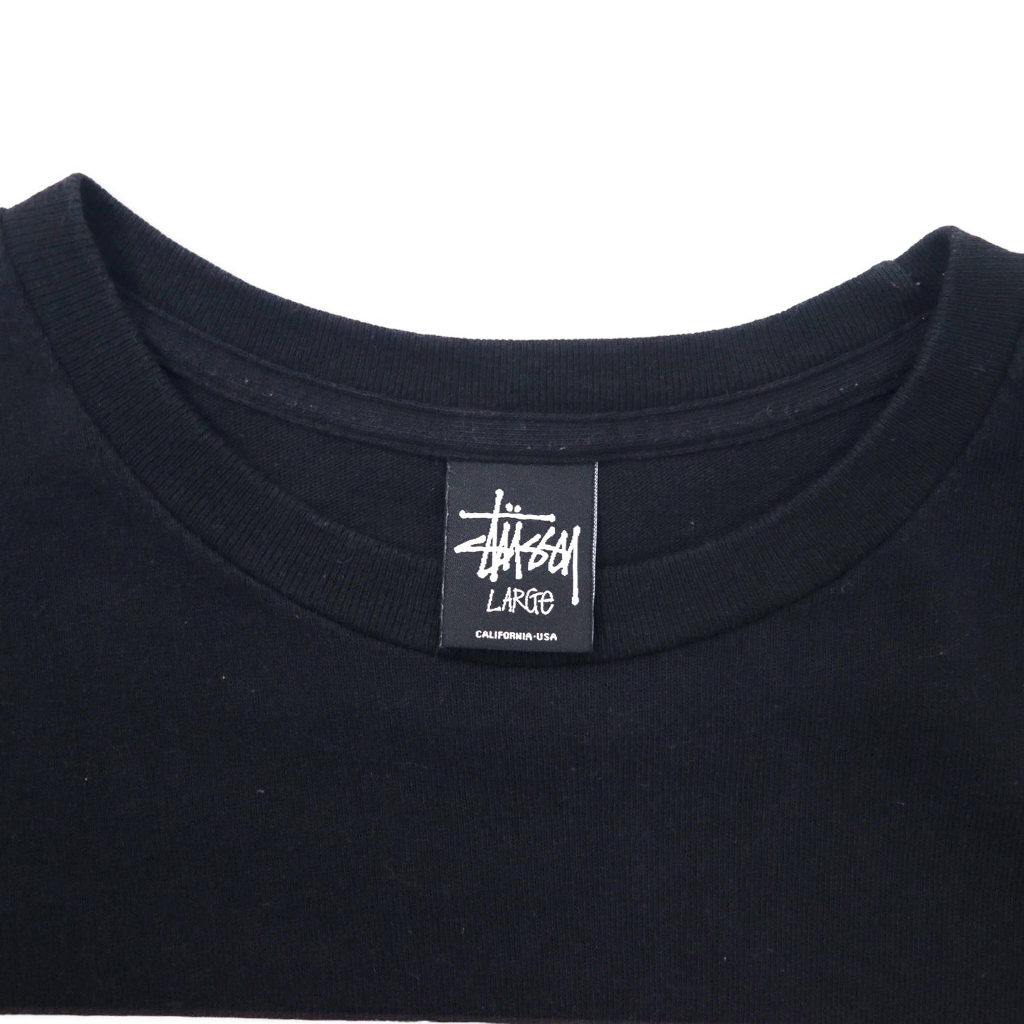 stussy N4 シャネルロゴ プリント Tシャツ L ブラック コットン