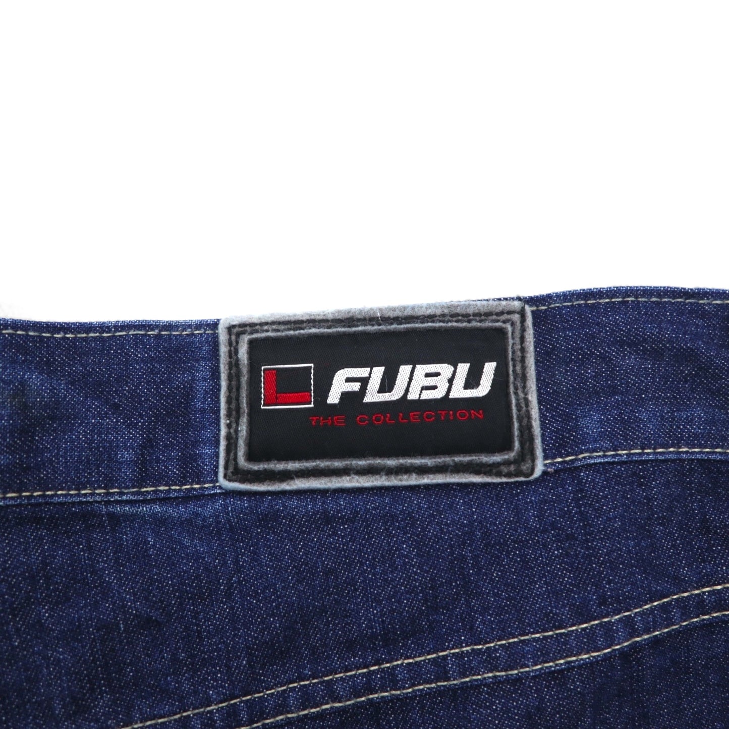 FUBU 2000s Wide Baggy Denim Jeans, XL, Indigo and Blue, Zipper Fly