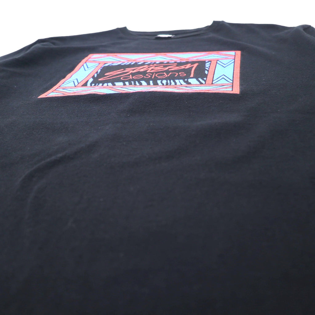 stussy N4 シャネルロゴ プリント Tシャツ L ブラック コットン