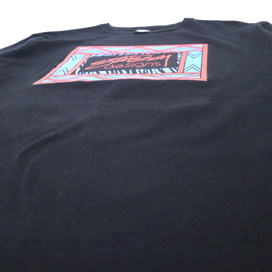 stussy N4 シャネルロゴ プリント Tシャツ L ブラック コットン