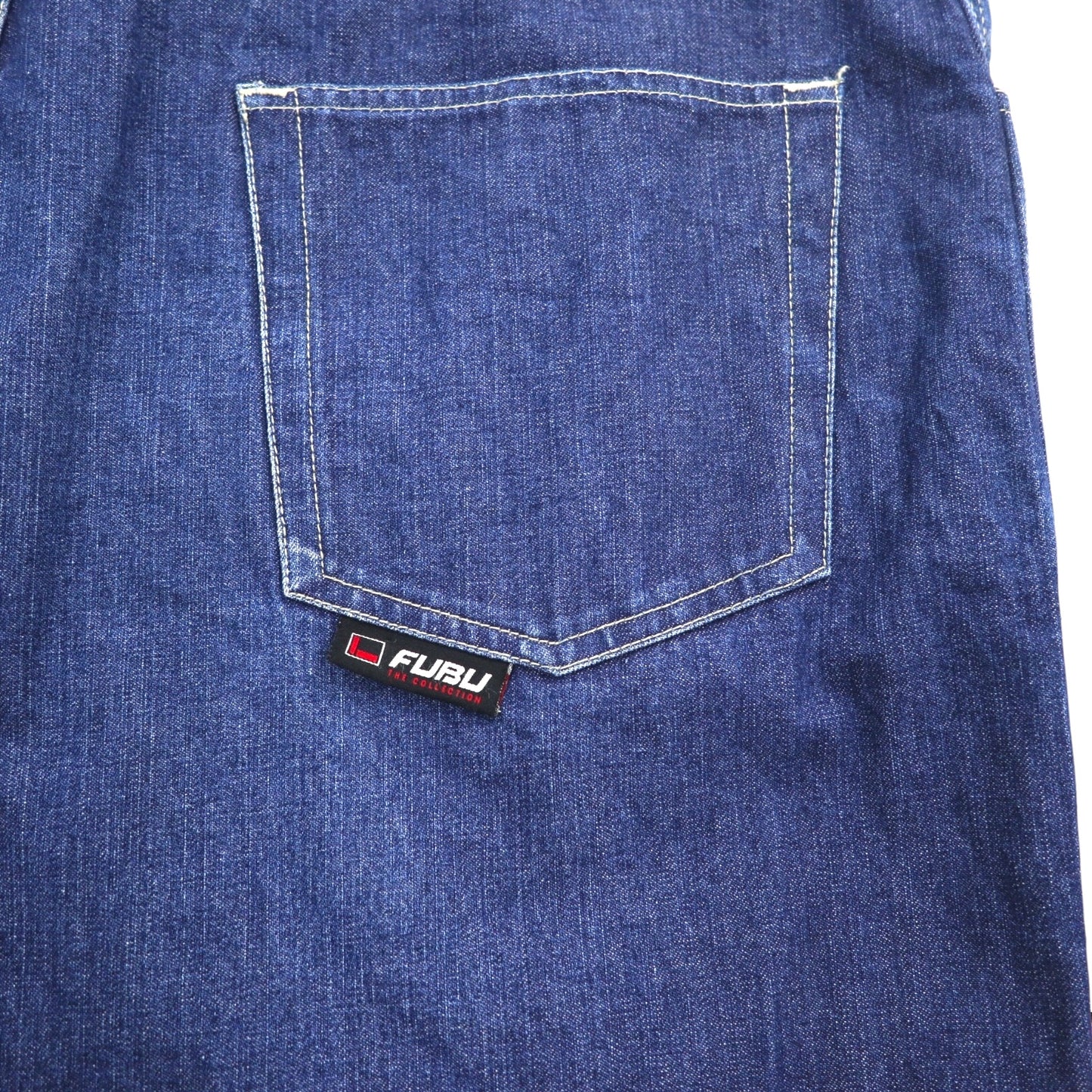 FUBU 2000s Wide Baggy Denim Jeans, XL, Indigo and Blue, Zipper Fly