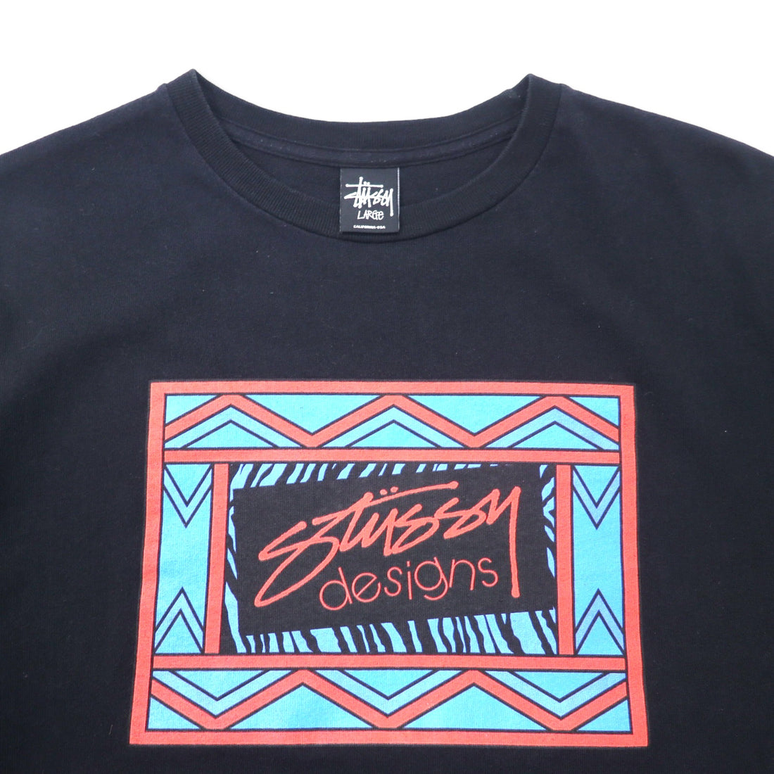 stussy N4 シャネルロゴ プリント Tシャツ L ブラック コットン