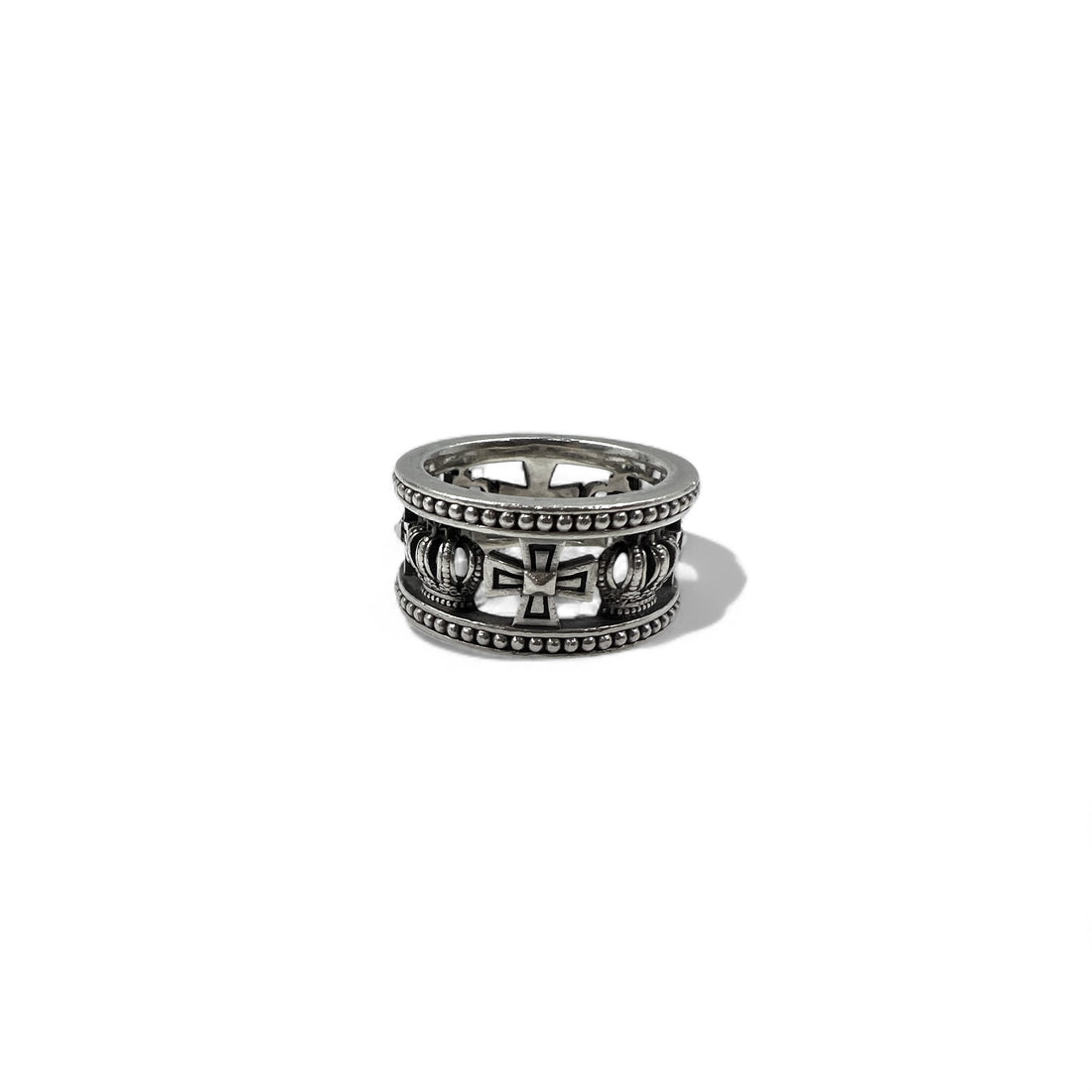 Justin Davis クラウン 王冠 アイアンクロス リング 指輪 18号 シルバー 925 MEDIEVAL WEDDING BAND
