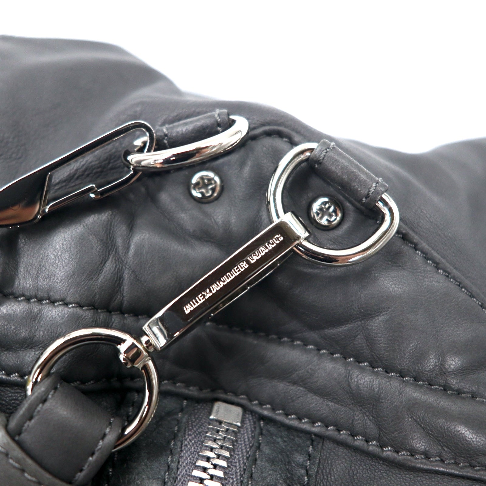 ALEXANDER WANG 2WAY Lamb Leather Backpack Shoulder Bag Grey Sheepskin MARTI