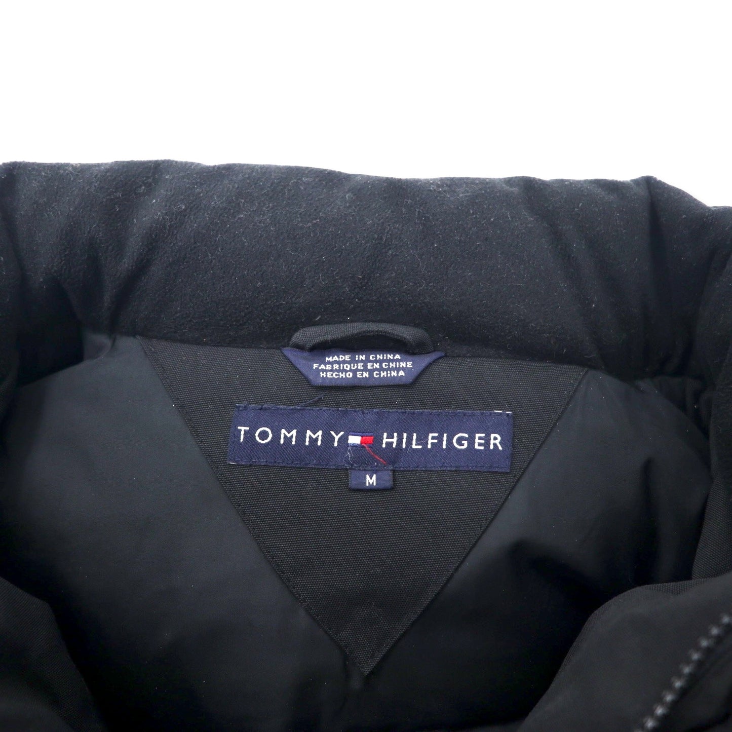 TOMMY HILFIGER 00年代 ダウンジャケット M ブラック ナイロン フード着脱式