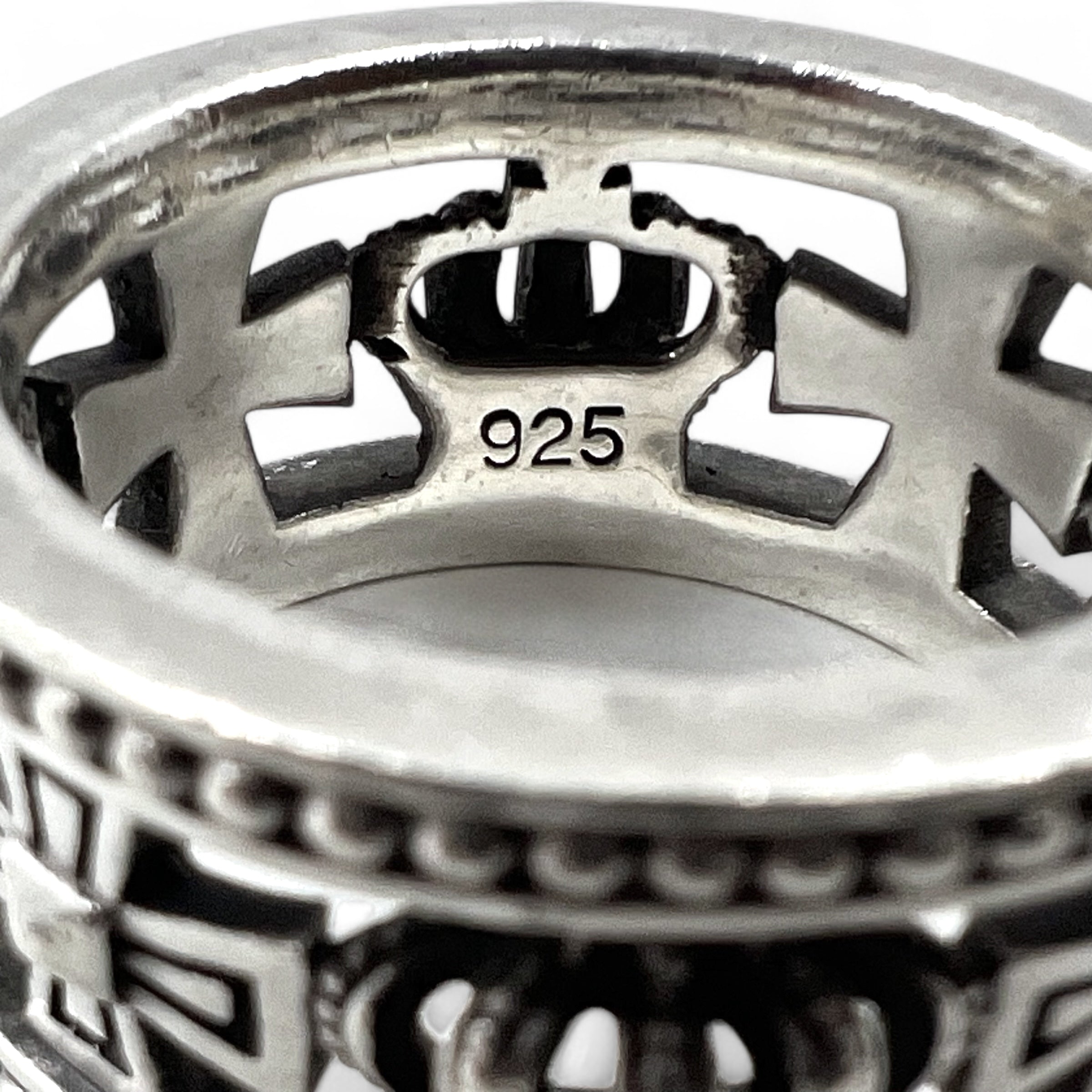 Justin Davis クラウン 王冠 アイアンクロス リング 指輪 18号 シルバー 925 MEDIEVAL WEDDING BAND