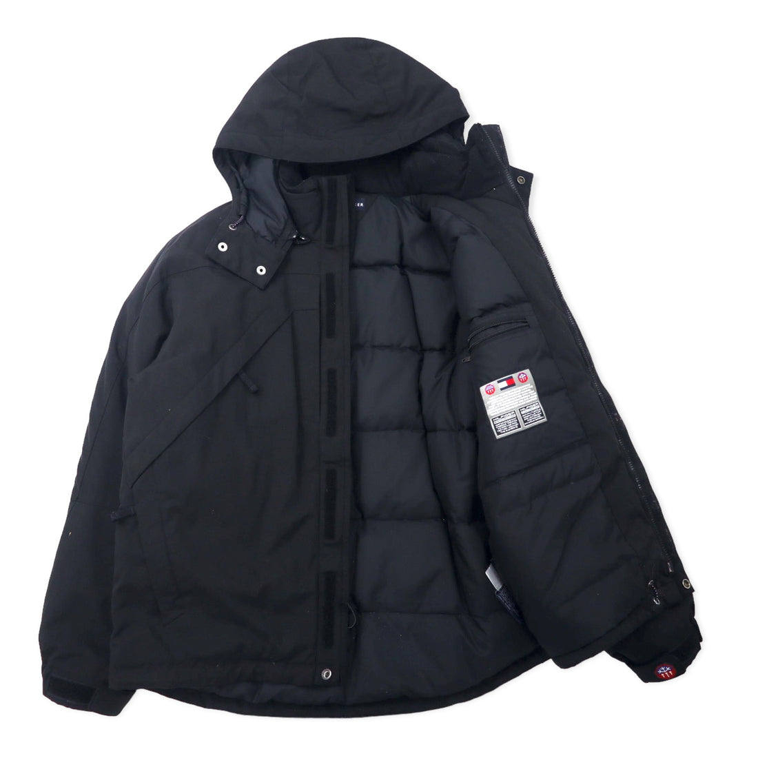 TOMMY HILFIGER 00's Down Jacket M Black Nylon Hood Detachable