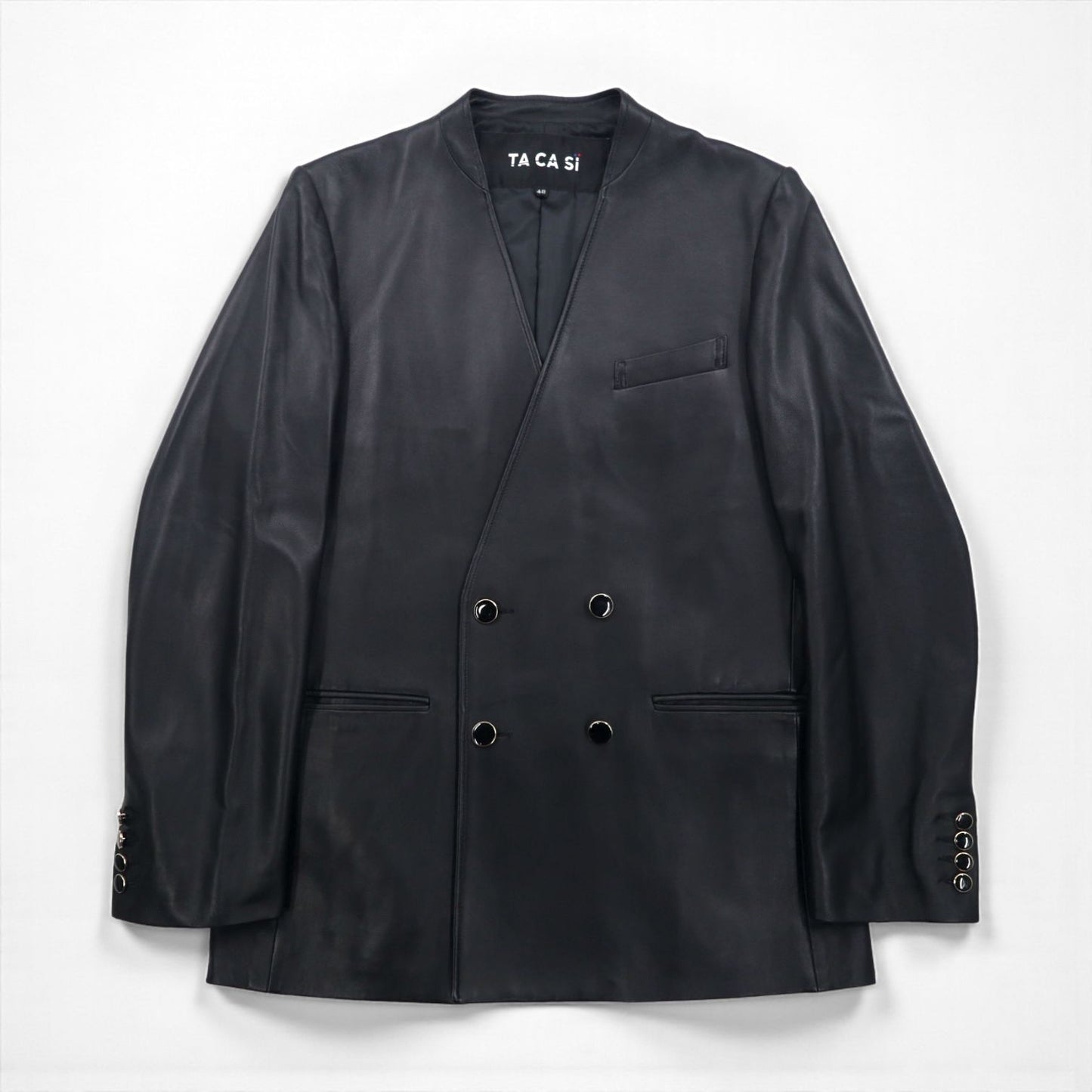 TA CA SI International Gallery BEAMS ラムレザー ダブルブレスト ジャケット M ノーカラー 羊革 23-16-0719-262