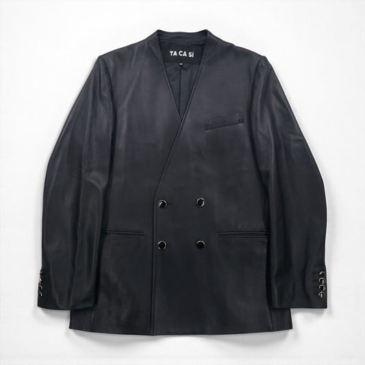 TA CA SI International Gallery BEAMS ラムレザー ダブルブレスト ジャケット M ノーカラー 羊革 23-16-0719-262