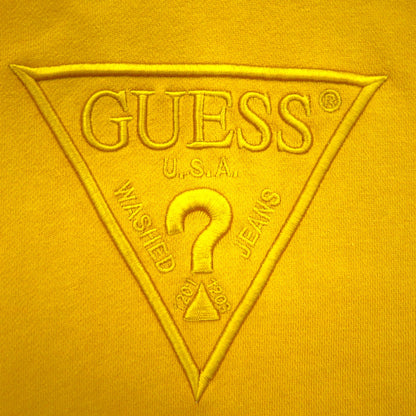 GUESS トライアングルロゴ 刺繍 プルオーバーパーカー M イエロー コットン MI3K9471