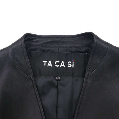 TA CA SI International Gallery BEAMS ラムレザー ダブルブレスト ジャケット M ノーカラー 羊革 23-16-0719-262