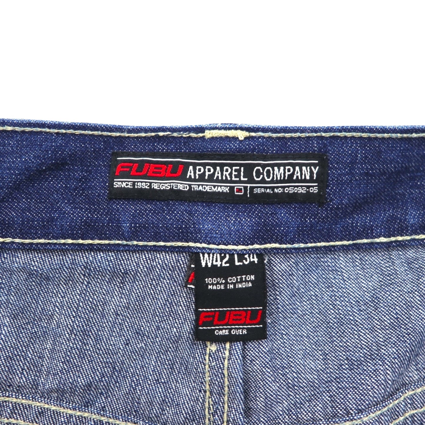 FUBU 2000s Wide Baggy Denim Jeans, XL, Indigo and Blue, Zipper Fly