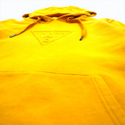 GUESS トライアングルロゴ 刺繍 プルオーバーパーカー M イエロー コットン MI3K9471