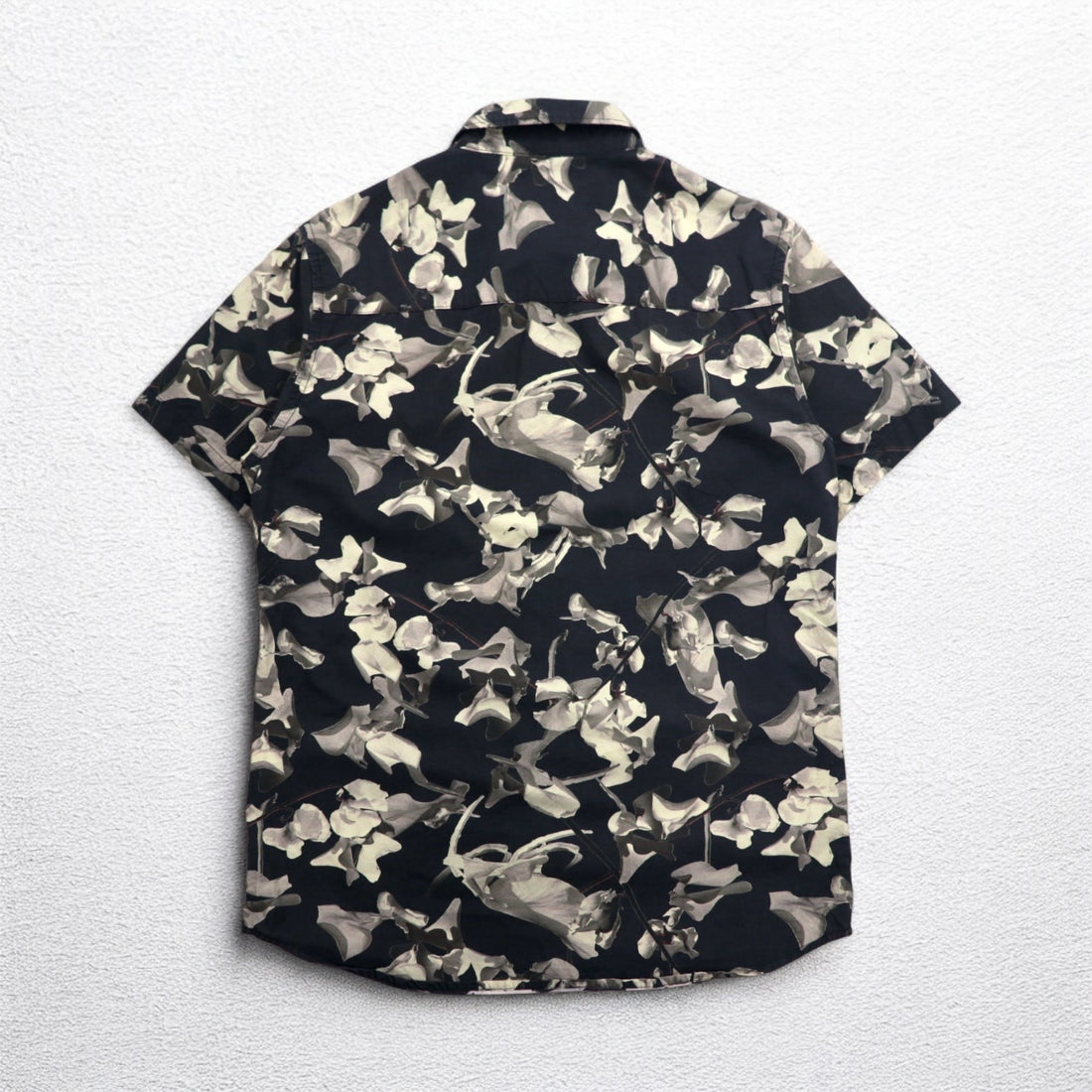 SATURDAYS NYC Short Sleeve Button Down Shirt M Black Monotone Cotton All-over Pattern